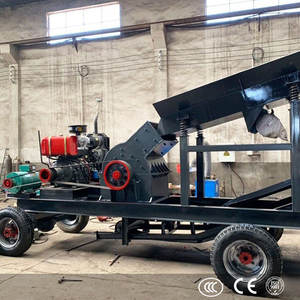 Concasseur à marteaux diesel 15-30t/h pour pierres, avec convoyeur, petit concasseur mobile pour minerai d'or et sable, doté d'un moteur principal et d'un roulement - Product Image 6