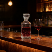 Vente en gros de bouteilles de liqueur en verre de 750 ml et 1000 ml, carrées, transparentes, pour vodka, brandy, vin, carafe