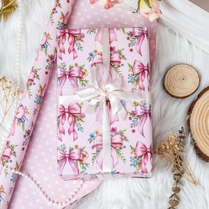 กระดาษห่อของขวัญลายโบว์สีชมพูสามมิติ เหมาะสำหรับงานเลี้ยงฉลองทารก วันแม่ วันวาเลนไทน์ ปรับแต่งได้ - Product Image 4