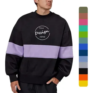 High Quality Men Women Sweatshirt Color Block Sleeve Crewneck Sweatshirt Oversized Comfortable Custom Embroidery Unisex Hoodies