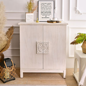 Mueble de Salón Moderno Personalizado de Madera Maciza INNOVA, Aparador de Cocina Europeo de Color Blanco con 2 Estantes, Fácil de Montar - Product Image 1