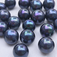 Perles d'eau douce Edison rondes teintées 2A 12-13mm, noir paon, dorées multicolores, texture naturelle, perles en vrac pour pendentif, boucles d'oreilles