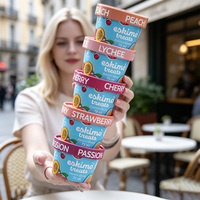 Gobelets en papier pour crème glacée jetables biodégradables personnalisés, imperméables, à paroi simple, avec couvercle en papier et cuillère