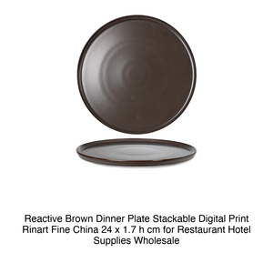 Plato de Cena Apilable de Porcelana Fina Rinart con Impresión Digital Reactiva Marrón, 24 x 1.7 h cm, para Suministros de Restaurantes y Hoteles al por Mayor - Product Image 2
