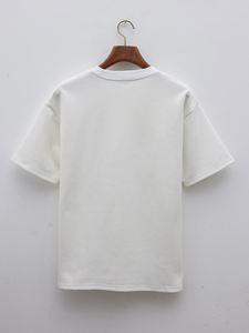 Customized thickened pure cotton men's T-shirt with printed <b>plain</b> short sleeved shirt for men's blank T-shirt - Product Image 6