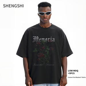 SSC T-shirt en vrac pour hommes en coton 320g surdimensionné col rond Vintage Wash Tendances Gym à séchage rapide pour Logo personnalisé T-shirt en vrac à faible quantité minimale de commande pour hommes - Product Image 1