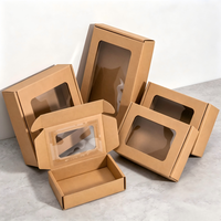 Boîte en kraft écologique personnalisée en gros avec logo, boîte d'emballage en papier avec fenêtre transparente, petit coffret cadeau
