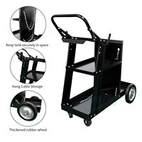 Chariot de soudage en acier à 3 niveaux, chariot universel à roulettes pour soudeuse MIG, chariot pour bouteilles de gaz avec 2 chaînes en zinc, roues de 7 pouces