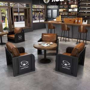 Set di mobili in stile industriale Bar stand divani tavoli per bistrot, caffetteria, libreria taverna del negozio di tè del latte - Product Image 2