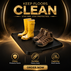 Black <strong>Rubber</strong> <strong>Boot</strong> Tray Shoe <strong>Mat</strong> Raised Edge Entry Step <strong>Mat</strong> Indoor Outdoor Easy Clean Floor Protector - Product Image 6