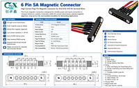 Connecteur magnétique Pogo Pin 6 broches plaqué or de qualité médicale 12V avec câble VH3.96 pré-câblé pour ventilateur portable