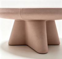 Table basse ronde Elloak, table basse à piétement étoilé rose blush avec finition en daim mat pour salon, style moderne