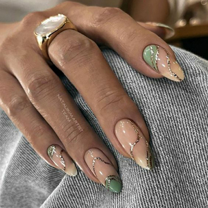 Stiletto-esmalte de <span class=keywords><strong>uñas</strong></span> <span class=keywords><strong>con</strong></span> purpurina dorada, puntas de <span class=keywords><strong>uñas</strong></span> francesas artificiales, color <span class=keywords><strong>rosa</strong></span> claro - Product Image 3