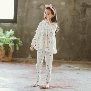Vêtements pour filles à manches longues modernes, pyjamas pour enfants, ensemble de vêtements pour enfants, importations chinoises en gros - Product Image 2