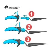 Ensemble d'outils de jardinage 3 pièces Flora Guard avec manche en TPR bleu, comprenant une truelle, un désherbeur et un cultivateur, pour l'entretien des plantes en gros
