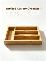 Plateau de rangement en bois rectangulaire à 4 compartiments avec rebord surélevé pour stylos et outils