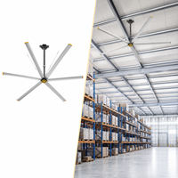 Ventilateur de plafond industriel en alliage d'aluminium à 6 pales, 18 pieds (5,5 m), 1,2 kW, ventilateur HVLS à aimant permanent, grand débit d'air pour centre logistique