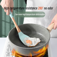 Ensemble d'ustensiles de cuisine en silicone avec manche en bois Gadgets d'ustensiles de cuisine résistants à la chaleur Accessoires de cuisine antiadhésifs