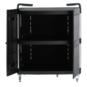Carrello Portaoggetti Chiuso a Tre Lati Nero con 2 Ripiani e Ruote per Uso Ufficio - Product Image 2