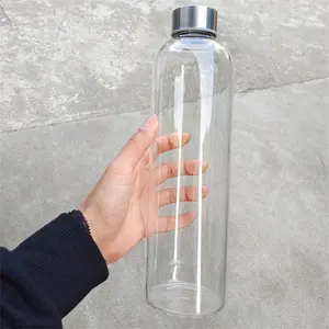 Cadeaux de fête des mères Logo personnalisé Verres à boire sans Bpa Tasses 1L Bouteille d'eau classique en verre dépoli transparent pour salle de sport en plein air