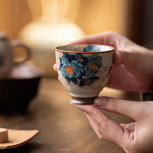 Guanlan Ru Kiln Master Cup Ceramic <b>Teacup</b> High-Footed Round Simple Design For Afternoon Tea - Product Image 1