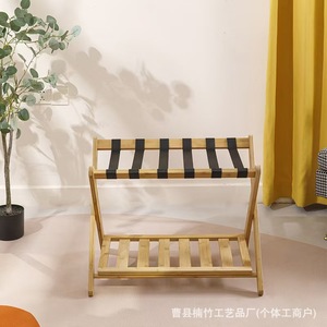Bamboo Luggage Rack Foldable Storage Shelf For Hotel Bedroom Bathroom Floor <b>Standing</b> - Product Image 2