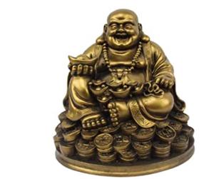 Estatua de Buda que ríe de poliresina, decoración interior, lingote dorado para decoración del hogar, Feng Shui, buena <span class=keywords><strong>suerte</strong></span> y feliz - Product Image 1