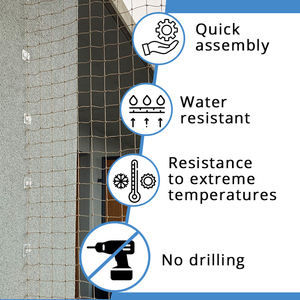 Filet de protection <span class=keywords><strong>pour</strong></span> <span class=keywords><strong>balcon</strong></span> et fenêtre Star Barriere, filet anti-chats et anti-pigeons, ensemble complet d'assemblage, polycarbonate transparent - Product Image 2