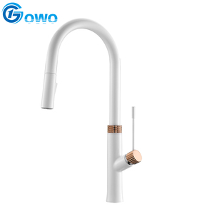Bianco e rosa color oro in ottone stile moderno elegante pull out rubinetto della <span class=keywords><strong>cucina</strong></span> - Product Image 1