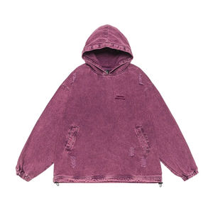 Abiti da uomo nuovi stili strappati in Denim felpe da uomo con lettere ricamate con cappuccio a maniche lunghe - Product Image 1