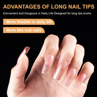 Kotak Hitam Ballet Prancis Berkualitas Tinggi, Bentuk Almond Sedang, Natural Faux Ongle, Full Cover, Kuku Palsu 600pcs