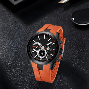 <span class=keywords><strong>Reloj</strong></span> Cronógrafo Deportivo Vintage de Negocios para <span class=keywords><strong>Hombre</strong></span>, Esfera Luminosa, Resistente al Agua 3BAR, Correa de Silicona Duradera, OEM Disponible - Product Image 3