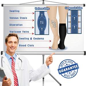 Diseño de cremallera Compresión de rodilla Marrón Personalización Etiquetas Calcetines Venas <span class=keywords><strong>varicosas</strong></span> Ulceración Hospital Paciente Calcetines - Product Image 2