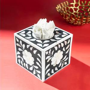 SON TRA CRAFT Mother of Pearl Inlay <b>Tissue</b> Box Cover & <b>Paper</b> Holder Modern Design Handmade Waterproof 15x15x15cm for Living Room - Product Image 2