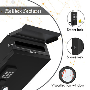 Smart Drop Post E-Lock Buzón <span class=keywords><strong>digital</strong></span> Gran capacidad Resistente a la intemperie Buzón de metal montado en la pared para revestimiento de polvo al aire libre - Product Image 2