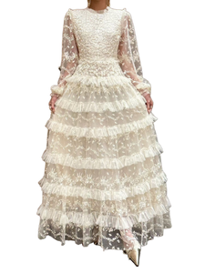 Vestido Largo de Fiesta de Boda Estilo Imperio, Moda Primavera 2026, Vintage para Mujer, Antiarrugas, Bordado Floral Completo, Sexy, de Tul y Malla - Product Image 1