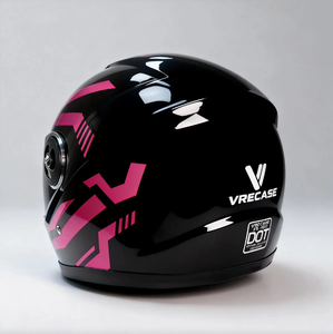 Casco de Motocicleta Vrecase con Certificación Dot, Rosa y Negro, Visera HD, Protector, Diseño Mecánico de Segunda Generación, Talla L - Product Image 4