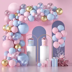 Kit arco ghirlanda di palloncini rosa e blu 126 pezzi palloncini in lattice oro coriandoli rosa blu per decorazioni di rivelazione di genere A3072