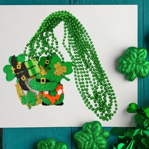 Collier DAMAI pour la Saint-Patrick, pendentif trèfle vert, accessoire de fête pour enfants, décoration en feutre plastique - Product Image 4