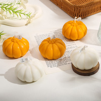 Bougie en cire parfumée citrouille pour Halloween, forme de citrouille réaliste, durée de combustion de 4 à 12 heures, parfum orange et blanc, cadeau festif transfrontalier