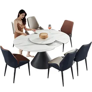 Tavolo da pranzo di Design moderno di lusso con centro rotante tavoli da cucina con piano in pietra di marmo o roccia gambe matel mobili per sala da pranzo