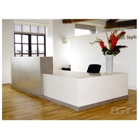 Prix d'usine en gros, bureau de réception moderne en forme de L, surface solide, LED décorative, mobilier de bureau