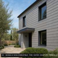 Panneau de façade en fibro-ciment à grain de bois A1 12 mm 200x2440 mm pour revêtement mural extérieur sur mesure