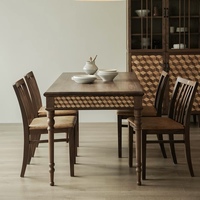 Table à manger en noyer noir massif de style mi-siècle ; une longue table qui peut également servir de bureau d'étude ou de bureau d'écriture.