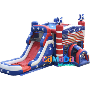 <span class=keywords><strong>All</strong></span> <span class=keywords><strong>American</strong></span> Gonflable Bounce Combo Wet & Dry Slide Star Flag Theme Château de saut gonflable avec toboggan - Product Image 2