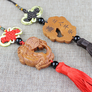 Peach Wood Pixiu Carving Pendant With Coin Design For <b>Car</b> <b>Interior</b> Decoration Gift From China - Product Image 2