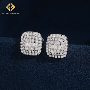 Nuevos en Stock, Aretes de Plata 925 con Moissanita de Corte Mixto, Aretes con Cierre de Rosca, VVS, Regalo para Mujer - Product Image 3