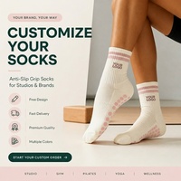 Calcetines de Yoga Personalizados al por Mayor, Calcetines de Pilates de Algodón con Silicona Antideslizante para Mujer, con Logotipo Personalizado
