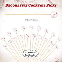 Piques à cocktail sur le thème du baseball, brochettes d'apéritif en bambou, décorations pour apéritifs pour fête sur le thème du baseball