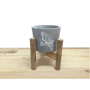 Motif animalier personnalisé LOGO parrot pot de fleur de ciment avec support en bois - Product Image 1